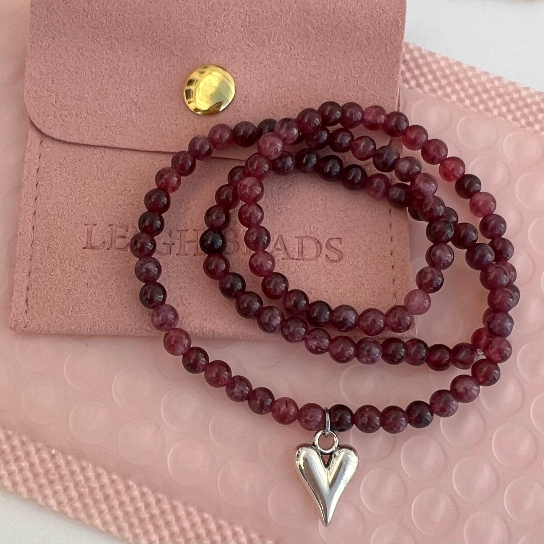 Maroon Heart Necklace